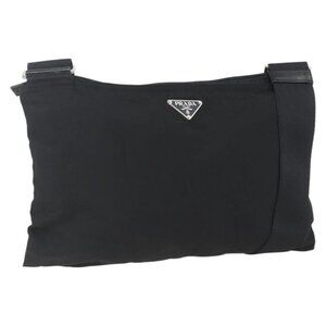 Authentic PRADA Shoulder Bag Nylon Black Silver